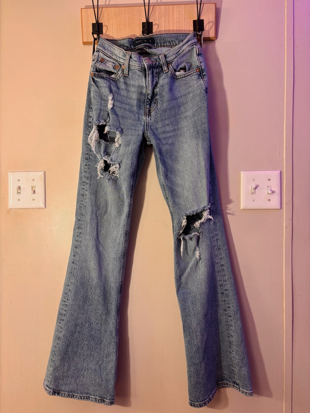 Aeropostale Light Blue Distressed Flare Jeans